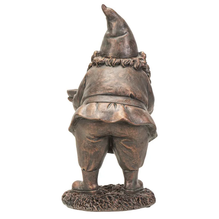 10.2" Gnome Statue - Bronze Gnome with Plate