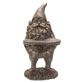 10.2" Gnome Statue - Bronze Gnome with Plate