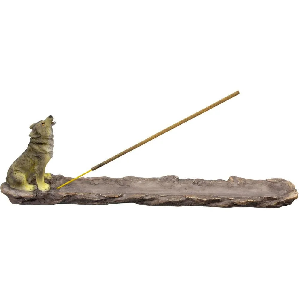 11" Polyresin Incense Holder - Wolf