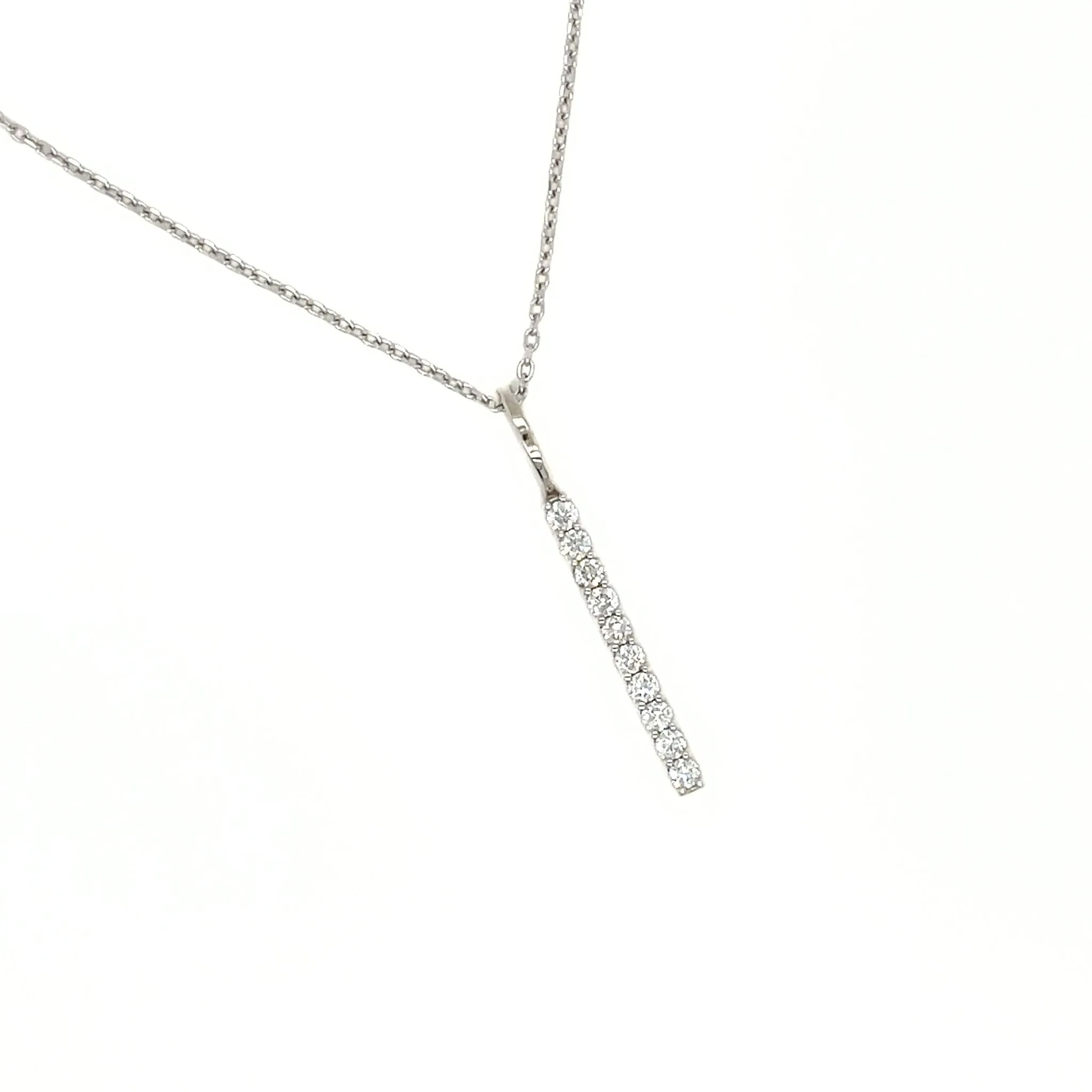 14K Diamond Vertical Bar Necklace - Lab Grown or Natural Diamonds