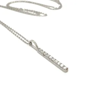 14K Diamond Vertical Bar Necklace - Lab Grown or Natural Diamonds