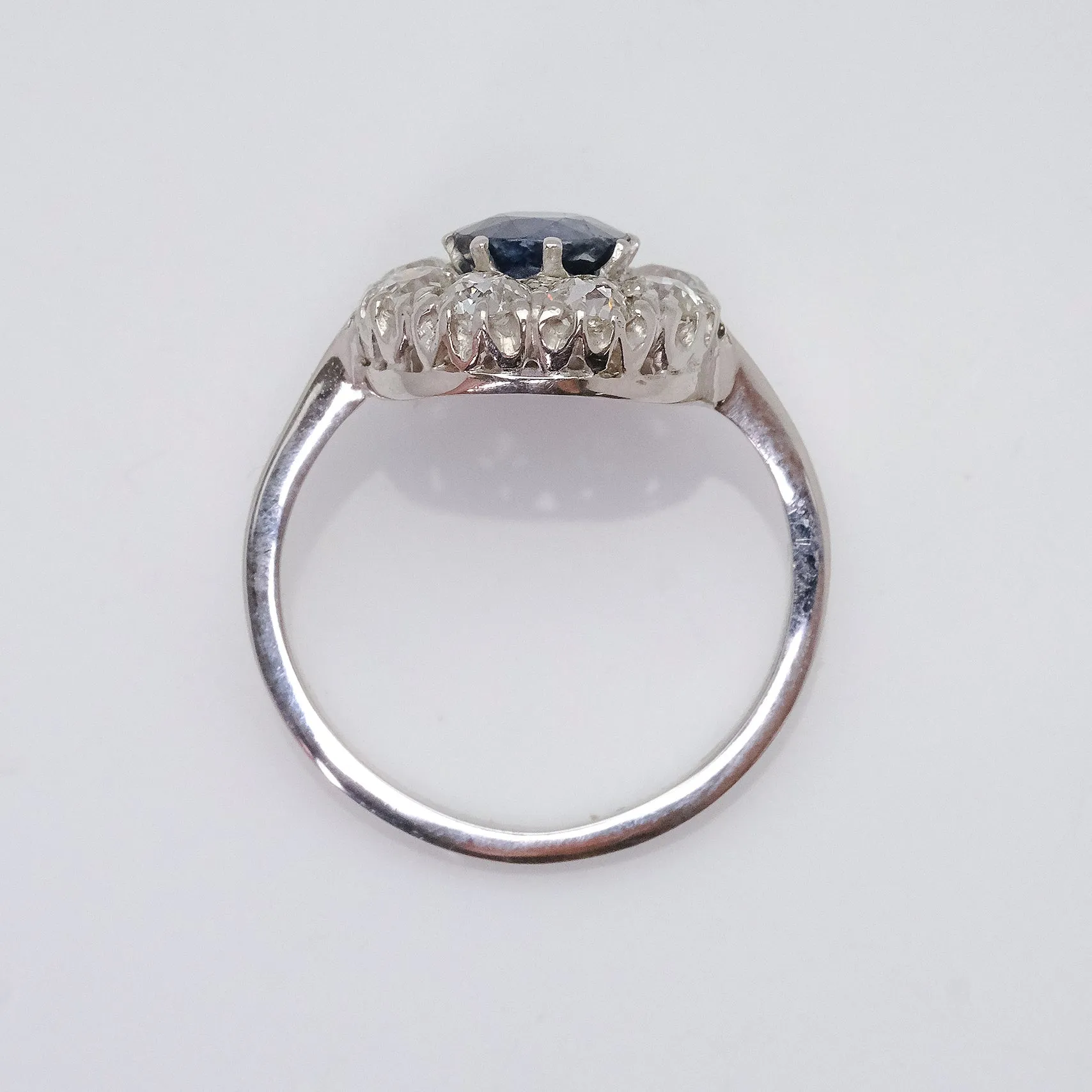 18 Carat White Gold Sapphire and Diamond Cluster Ring