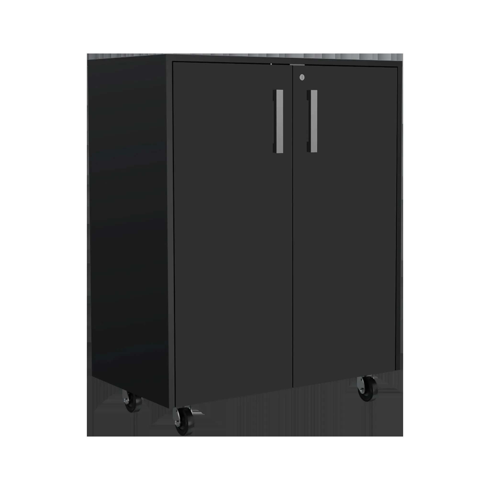 28 Black Wall mounted Accent Cabinet With Six Shelves And Three Drawers