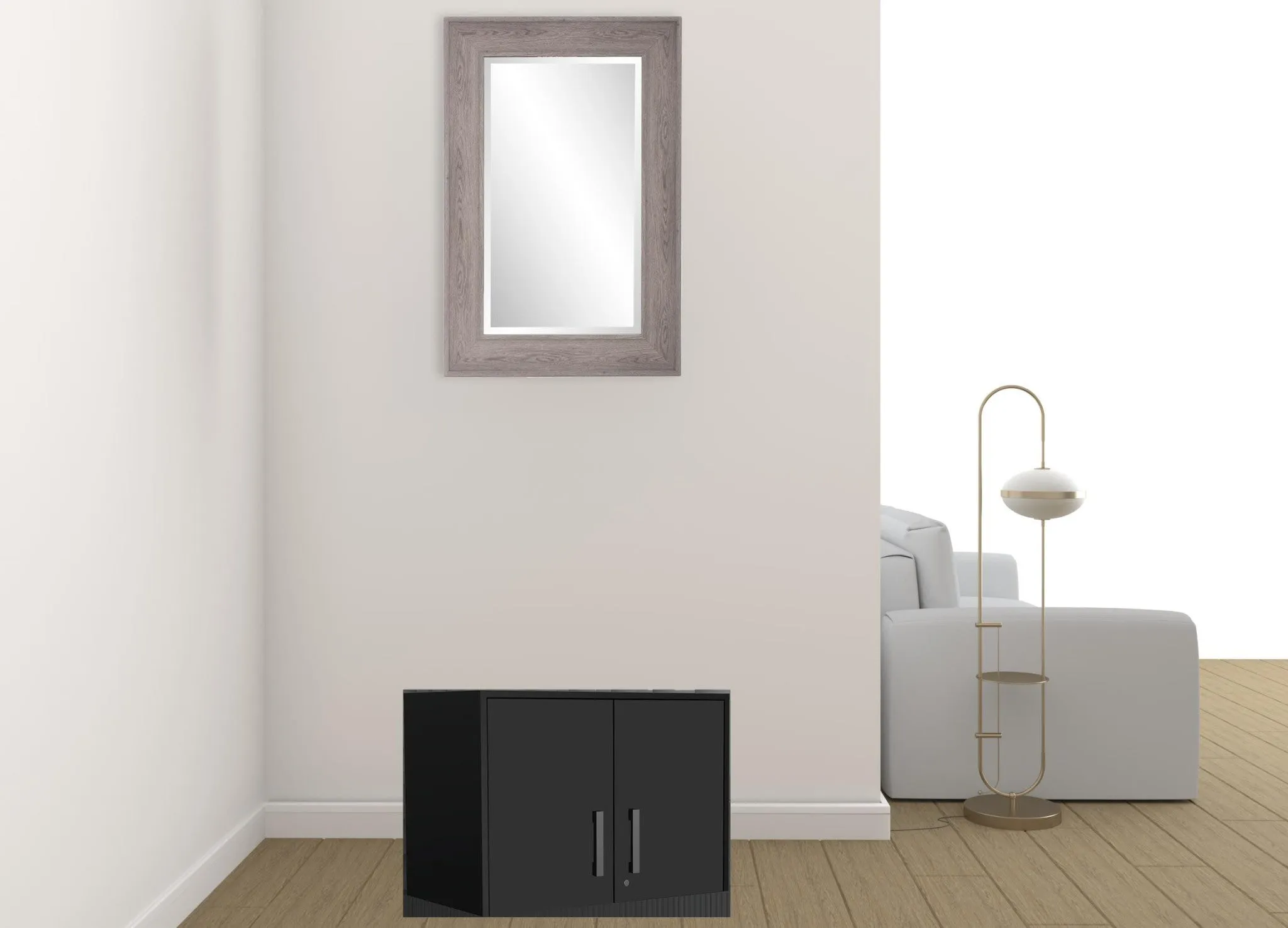 28 Black Wall mounted Accent Cabinet With Six Shelves And Three Drawers