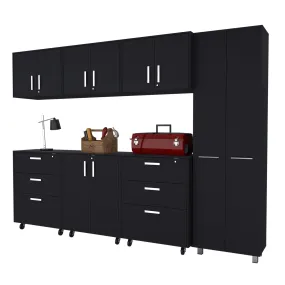 28 Black Wall mounted Accent Cabinet With Twelve Shelves And Six Drawers