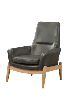 30 X 33 X 40 Black Top Grain Leather Accent Chair