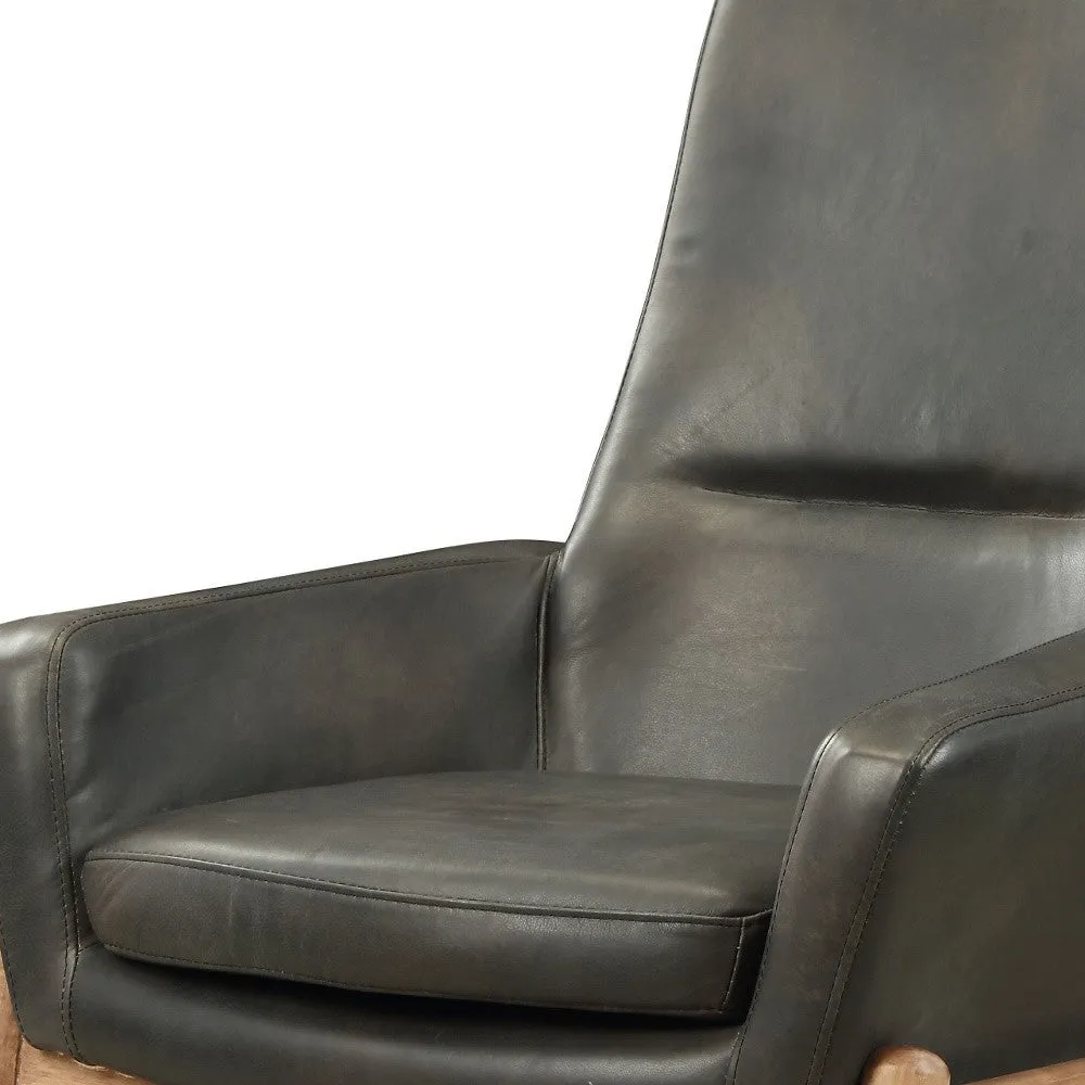 30 X 33 X 40 Black Top Grain Leather Accent Chair