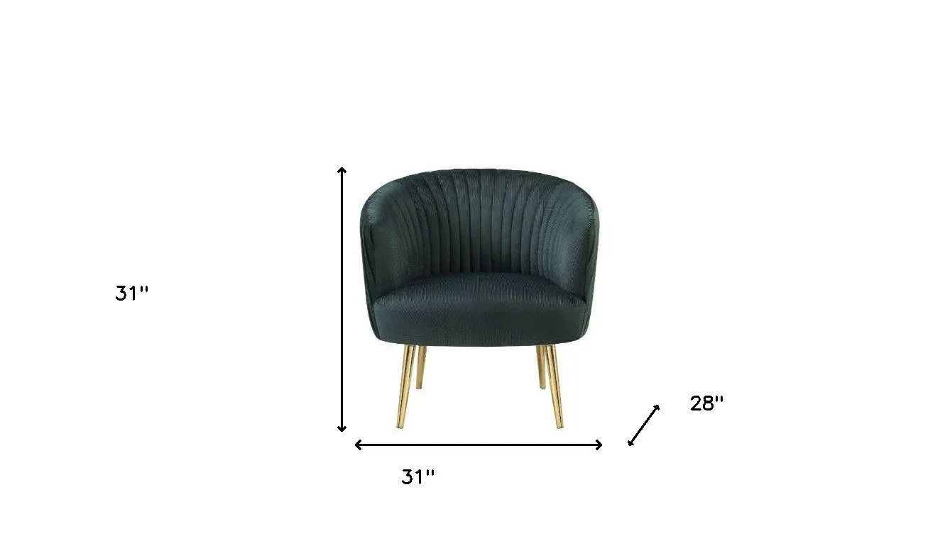 31 Black Velvet And Gold Striped Barrel Chair