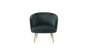 31 Black Velvet And Gold Striped Barrel Chair