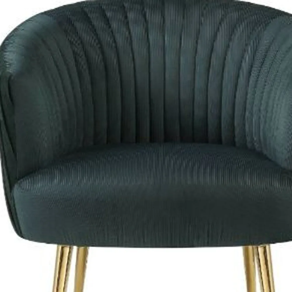 31 Black Velvet And Gold Striped Barrel Chair