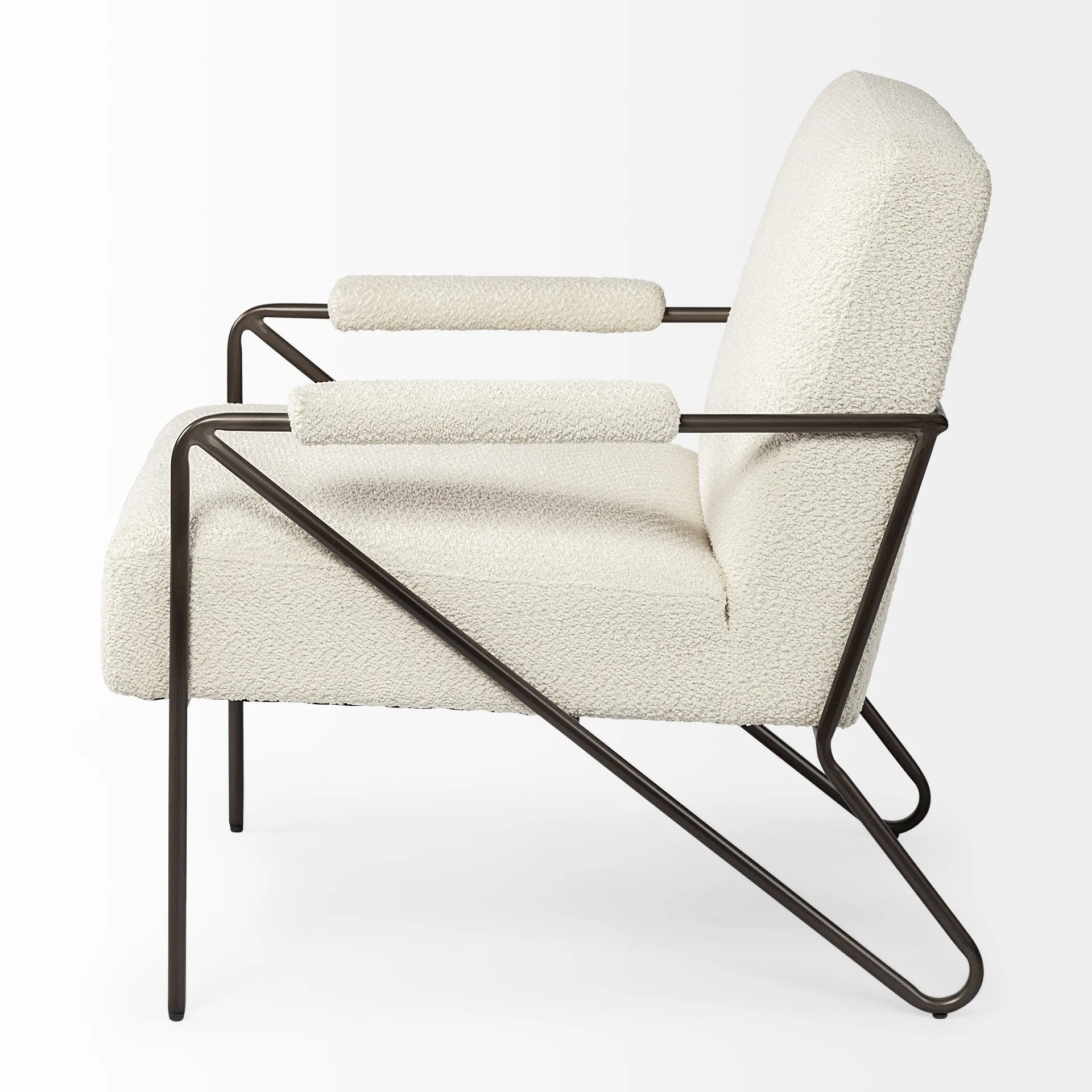 31 Off White And Brown Cotton Blend Arm Chair