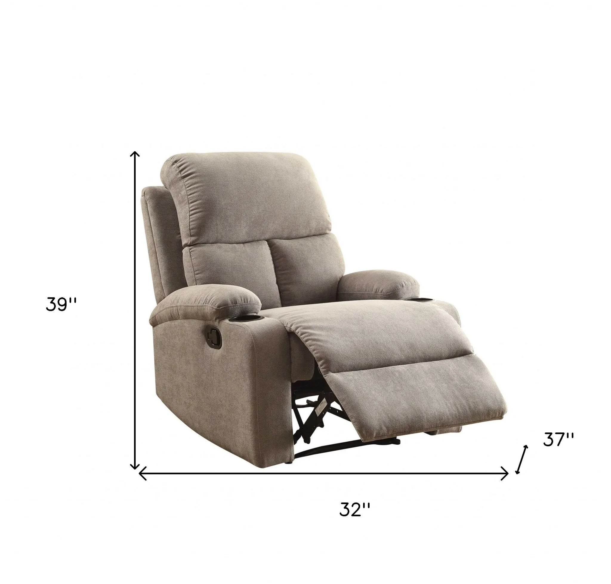 32 X 37 X 39 Blue Linen Fabric Recliner