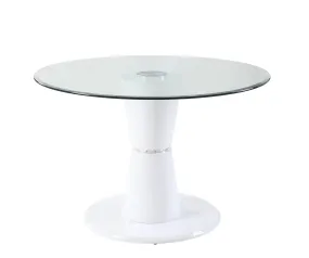 34 Clear And White Glass Round Coffee Table