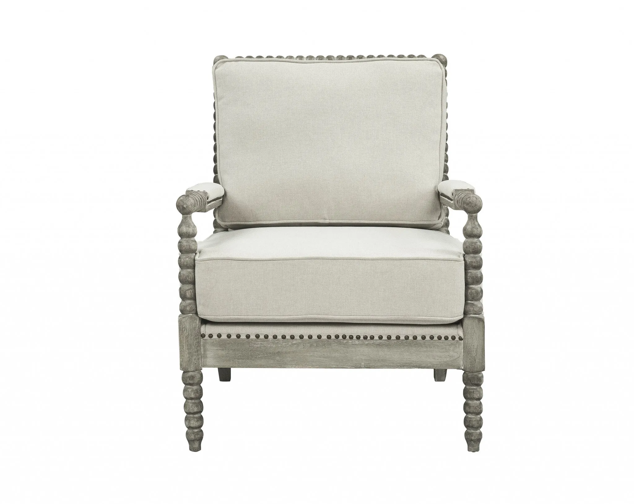 35 Beige Linen And Gray Oak Solid Color Club Chair