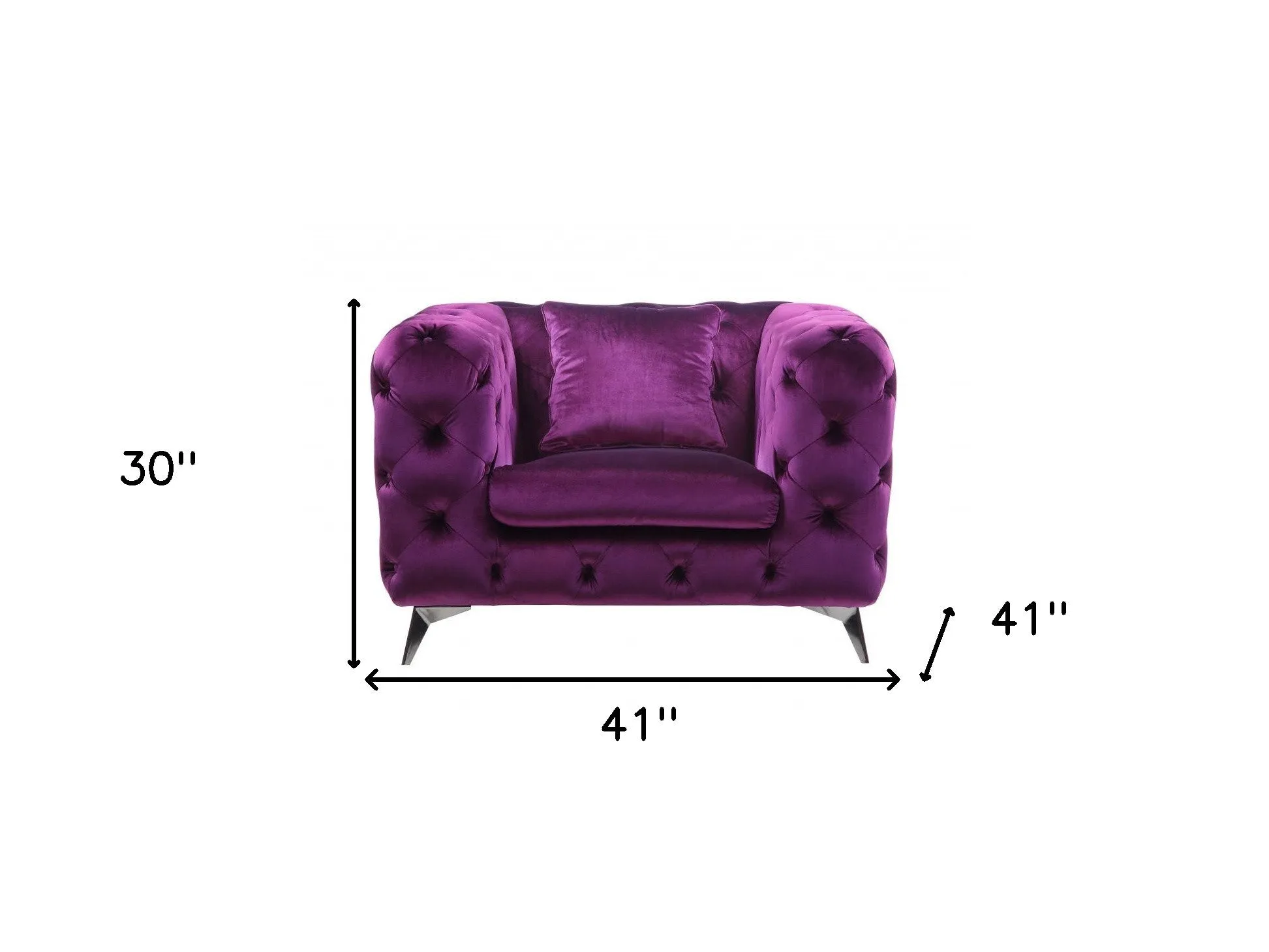 41 Purple Fabric And Black Tufted Arm Chair