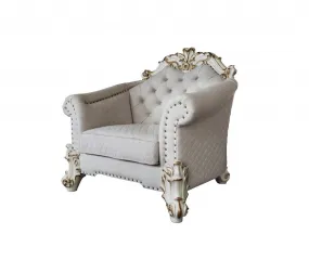 43 Two Tone Ivory Fabric And Antique Pearl Striped Arm Chair