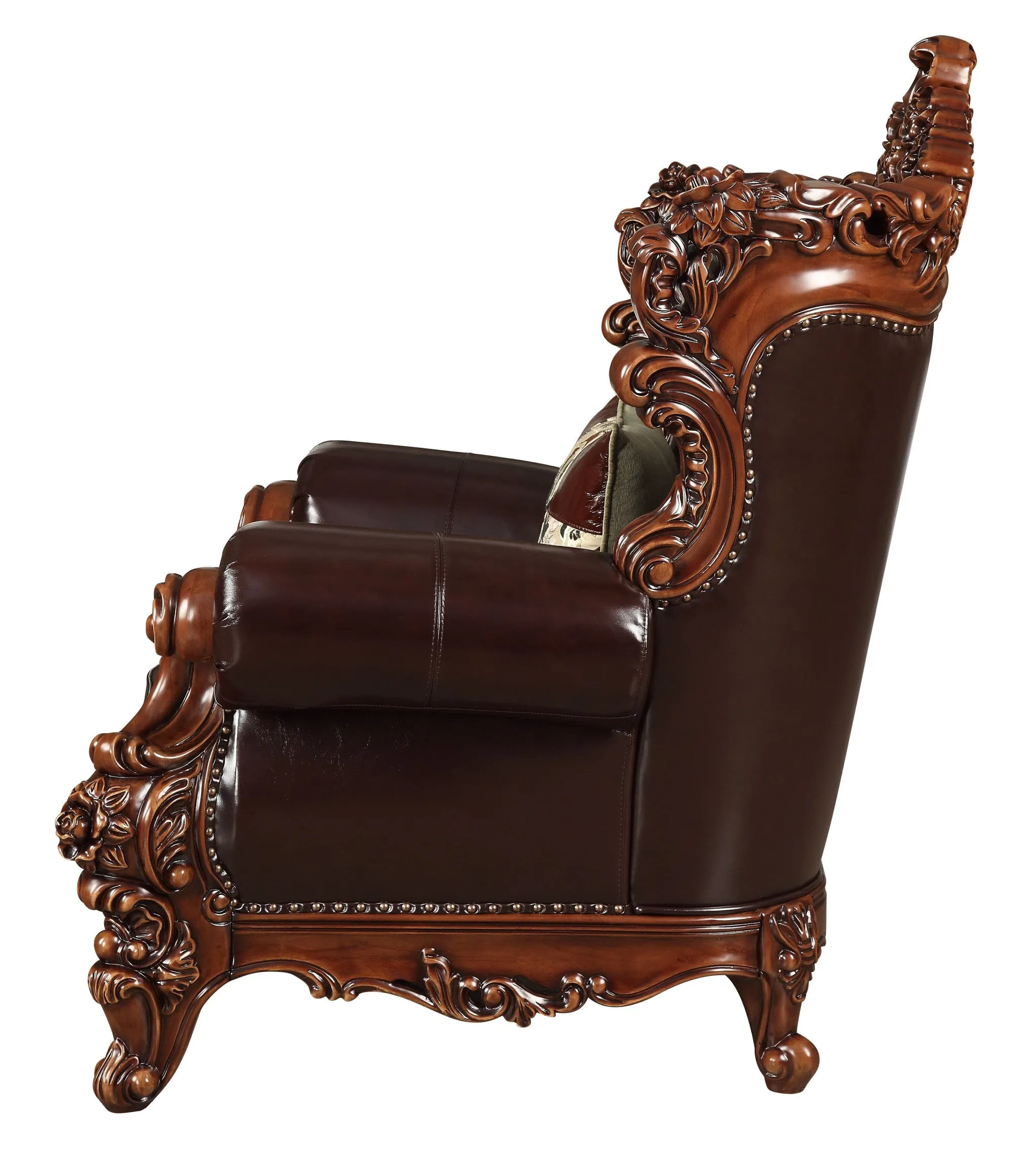 50 Espresso Faux Leather Tufted Wingback Chair