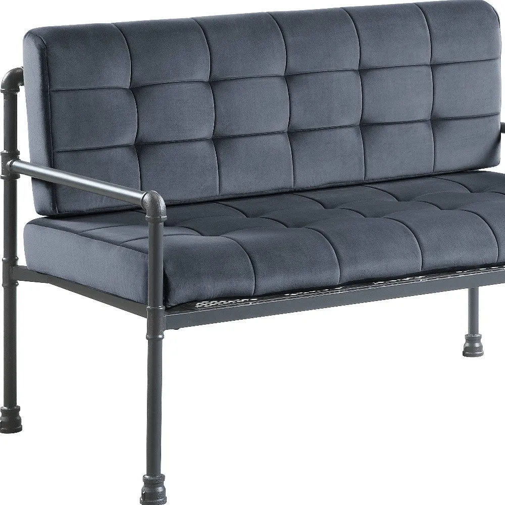 51 Gray Tufted Velvet And Gray Love Seat