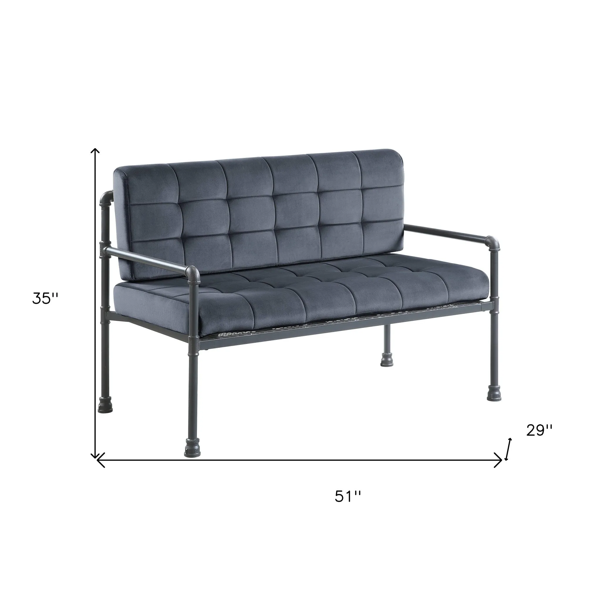 51 Gray Tufted Velvet And Gray Love Seat