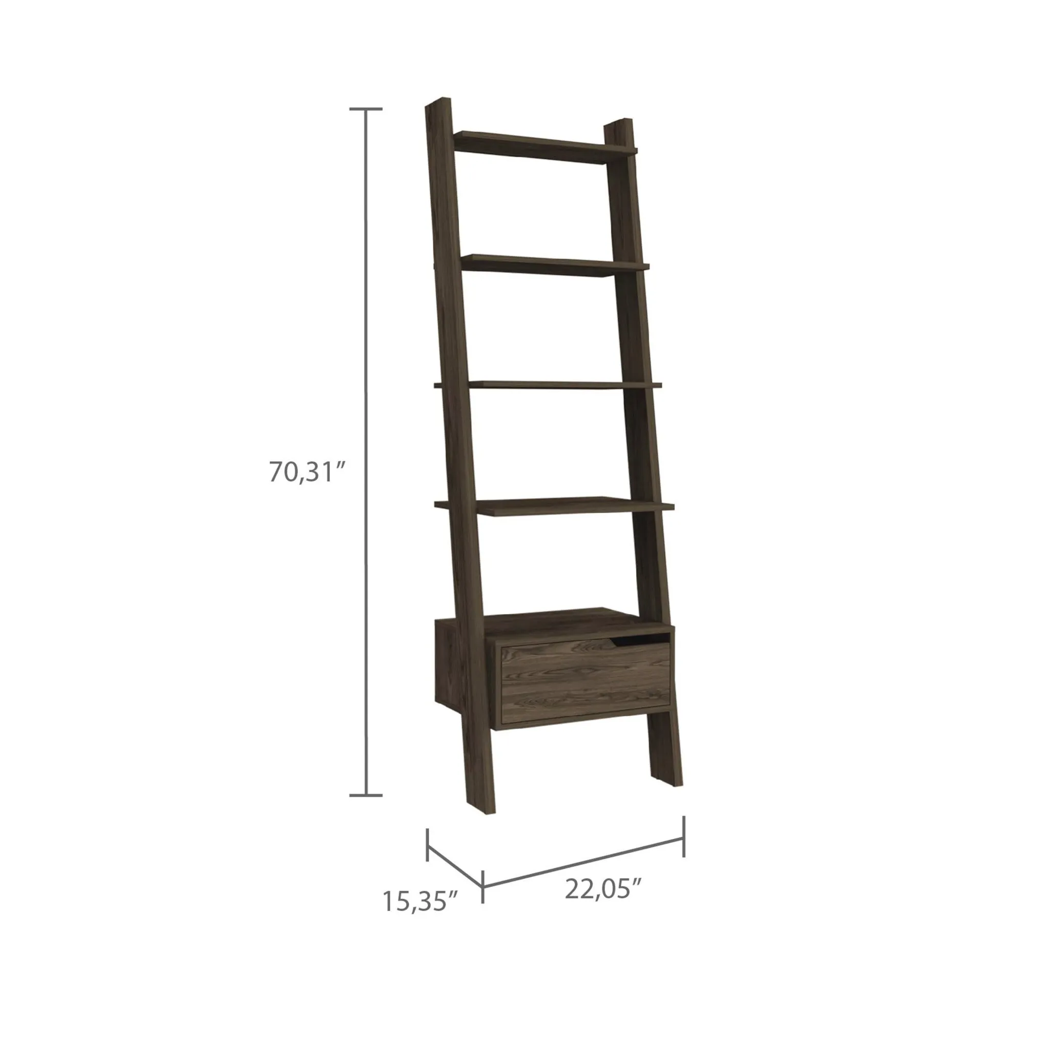 70 Five Tier Ladder Bookcase with A Drawer