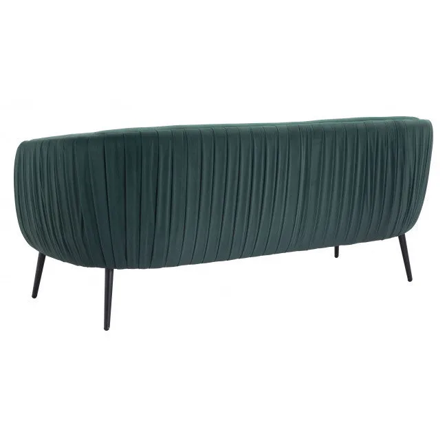 70 Green And Black Polyester Sofa