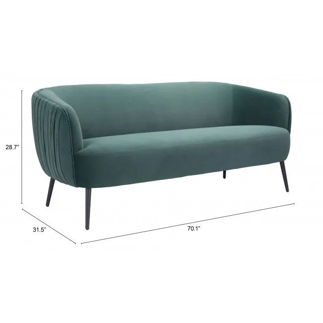 70 Green And Black Polyester Sofa