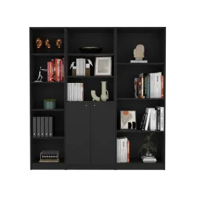 71 Black Five Tier Bookcase with Two doors