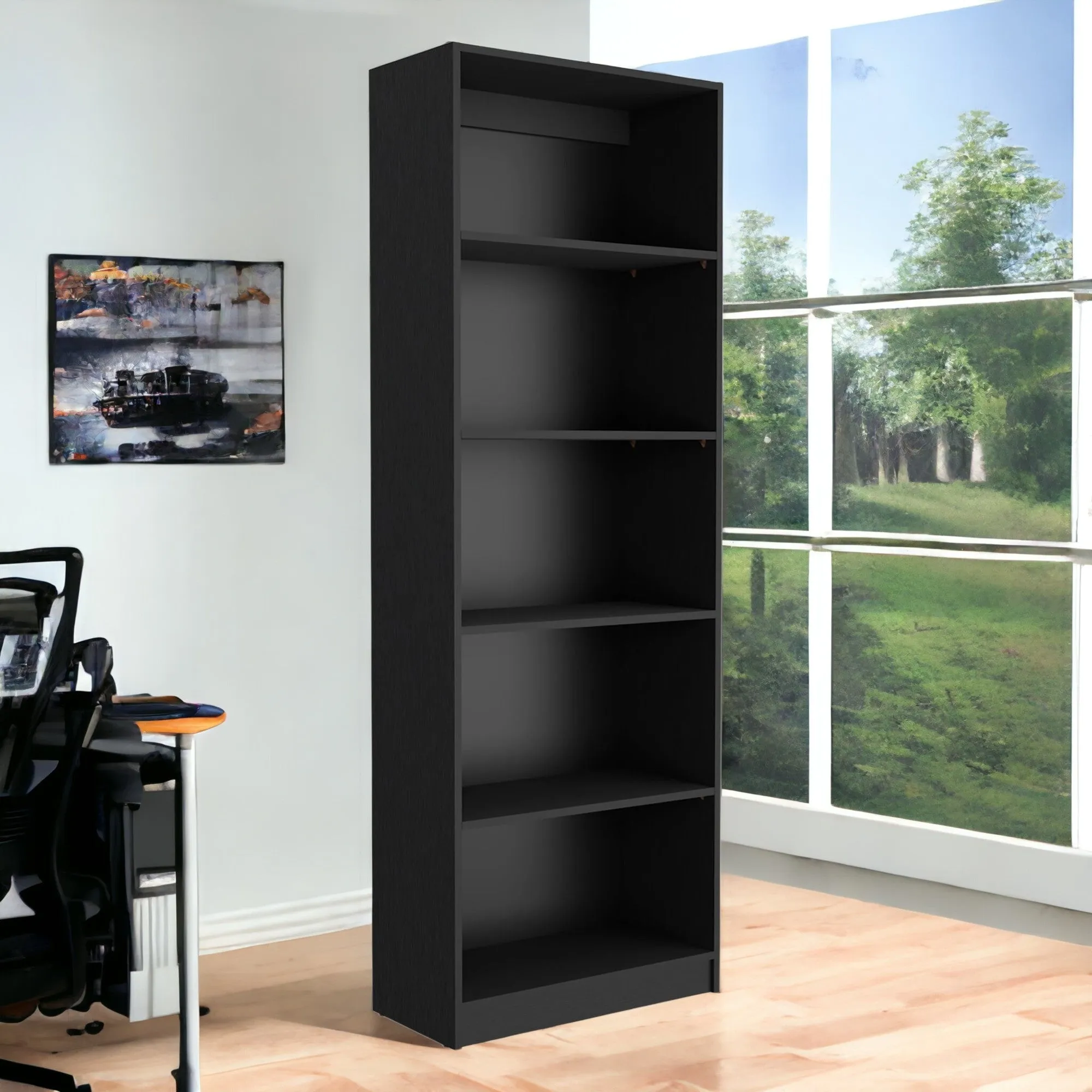 71 Black Five Tier Bookcase