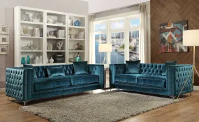 90 X 37 X 30 Dark Teal Wood Sofa W3 Pillows