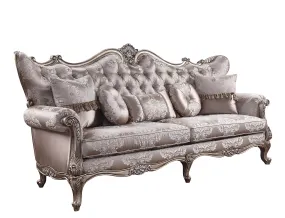 94 Fabric Imitation silk And Champagne Sofa With Five Toss Pillows