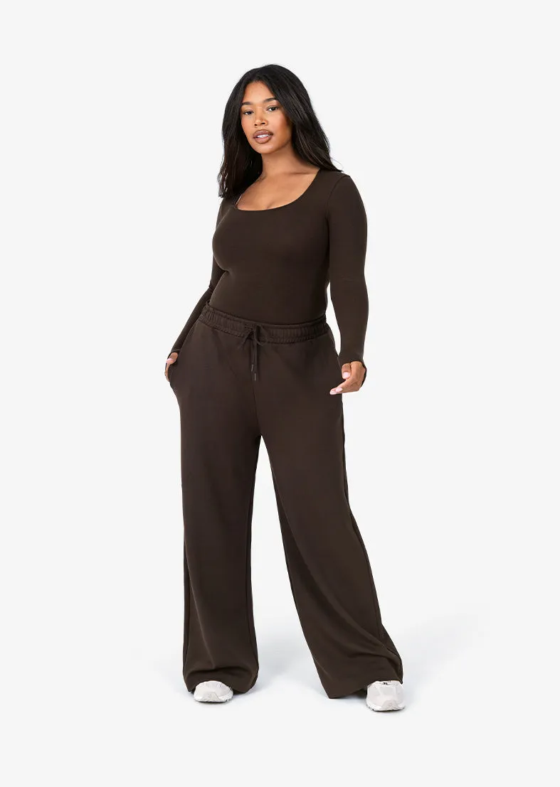 All-Around Lounge Wide Leg Trouser Short length Coffee