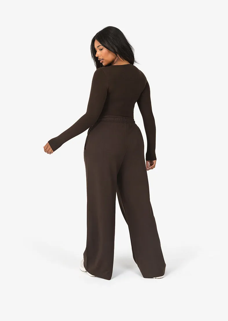 All-Around Lounge Wide Leg Trouser Short length Coffee