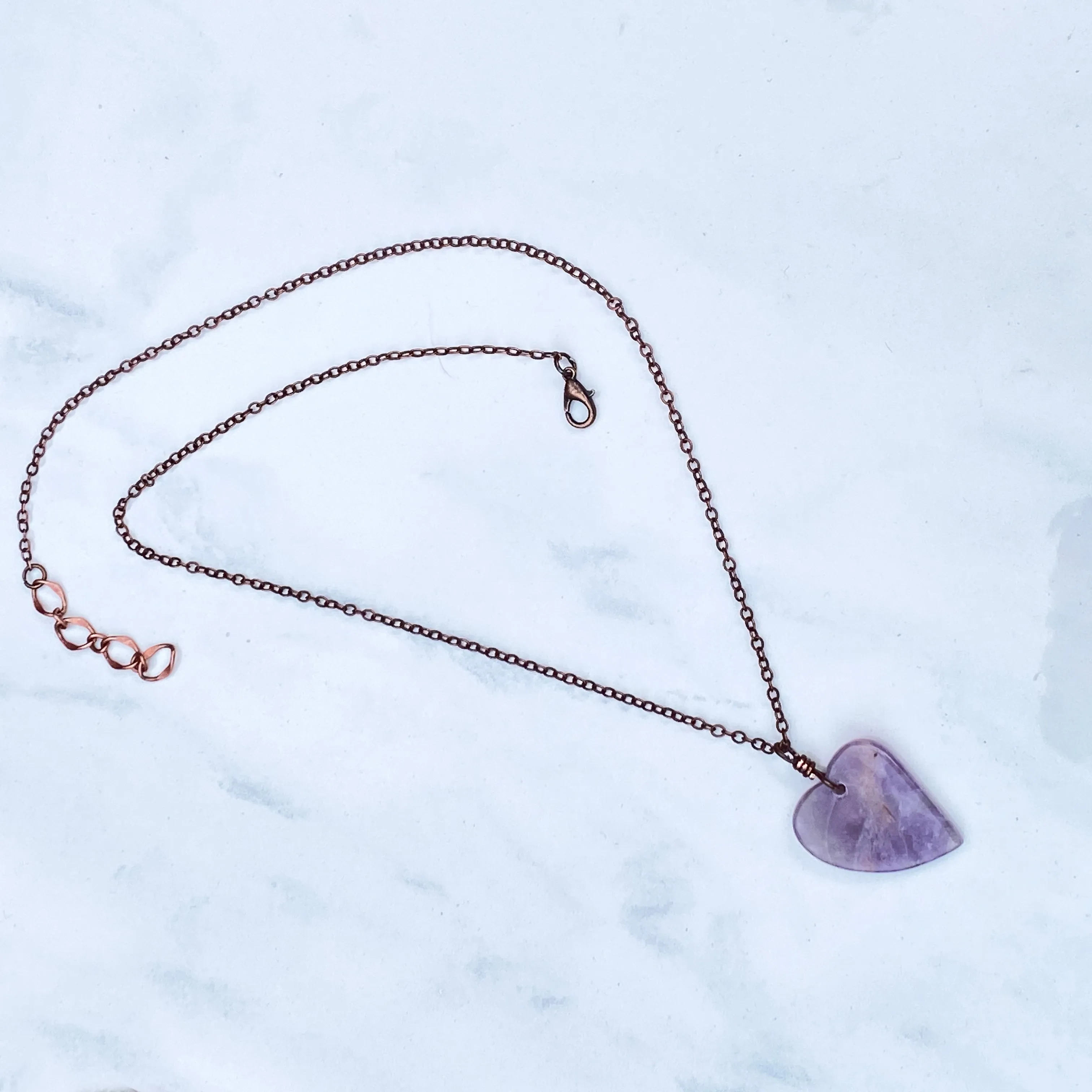 Amethyst Heart on Copper Chain