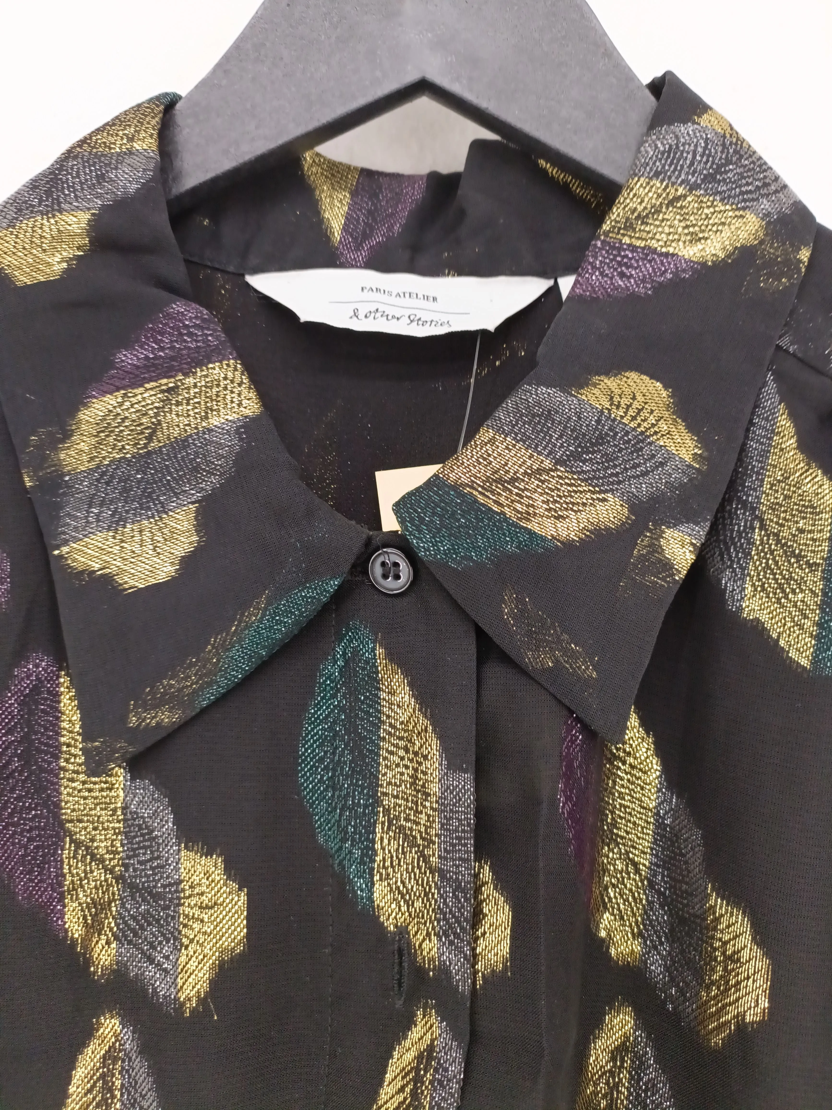 & Other Stories Women's Blouse UK 8 Black Viscose with Other