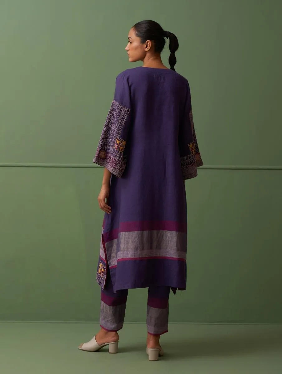 Atisha Hand-Embroidered Kurta - Byzantium