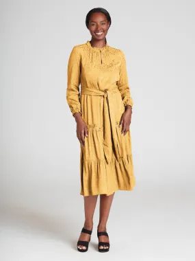 Aylin Lenzing™ Ecovero™ Tie Front Midi Dress - Gold