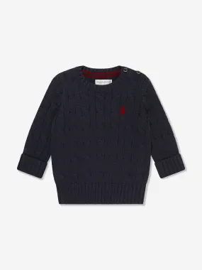 Baby Boys Cable Knit Sweater in Navy