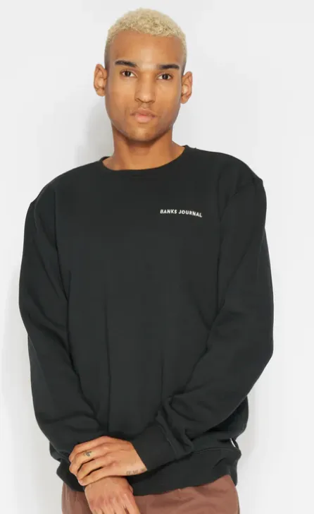 BANKS JOURNAL - LABEL CREW STANDARD FLEECE - BLACK