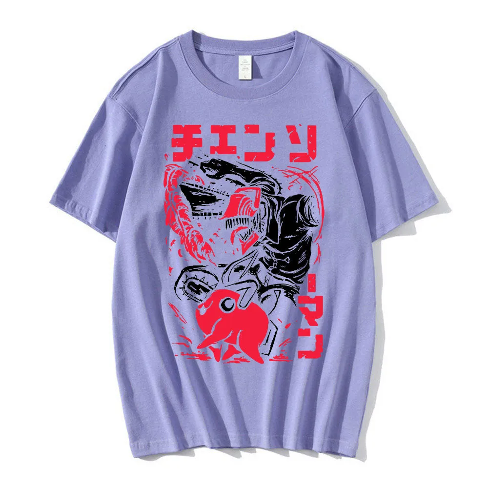 Best Pochita Makima Anime Chainsaw Man Summer T-Shirt Tees Funny Cartoon Short Sleeves Tops