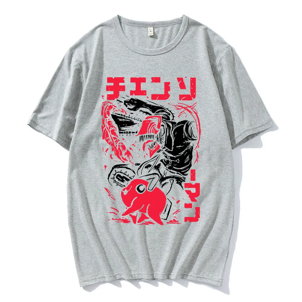 Best Pochita Makima Anime Chainsaw Man Summer T-Shirt Tees Funny Cartoon Short Sleeves Tops