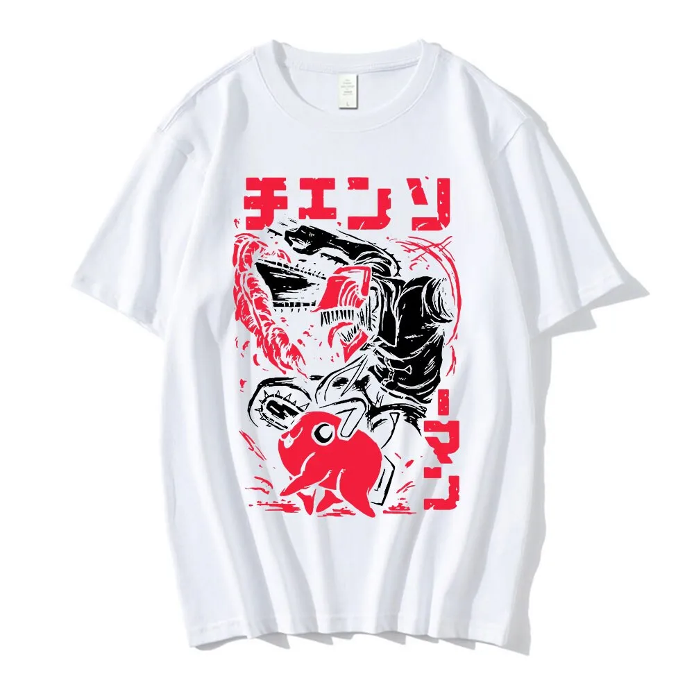 Best Pochita Makima Anime Chainsaw Man Summer T-Shirt Tees Funny Cartoon Short Sleeves Tops