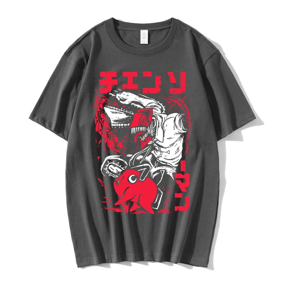 Best Pochita Makima Anime Chainsaw Man Summer T-Shirt Tees Funny Cartoon Short Sleeves Tops