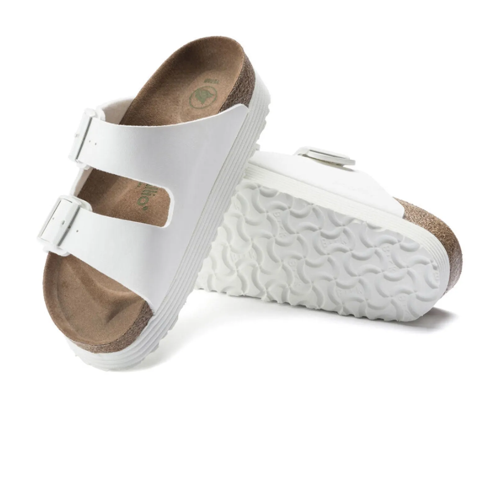 Birkenstock Arizona Grooved Vegan Platform Slide Sandal (Women) - White Birko-Flor