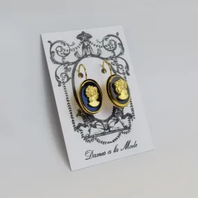 Black and Gold Cameo Earrings