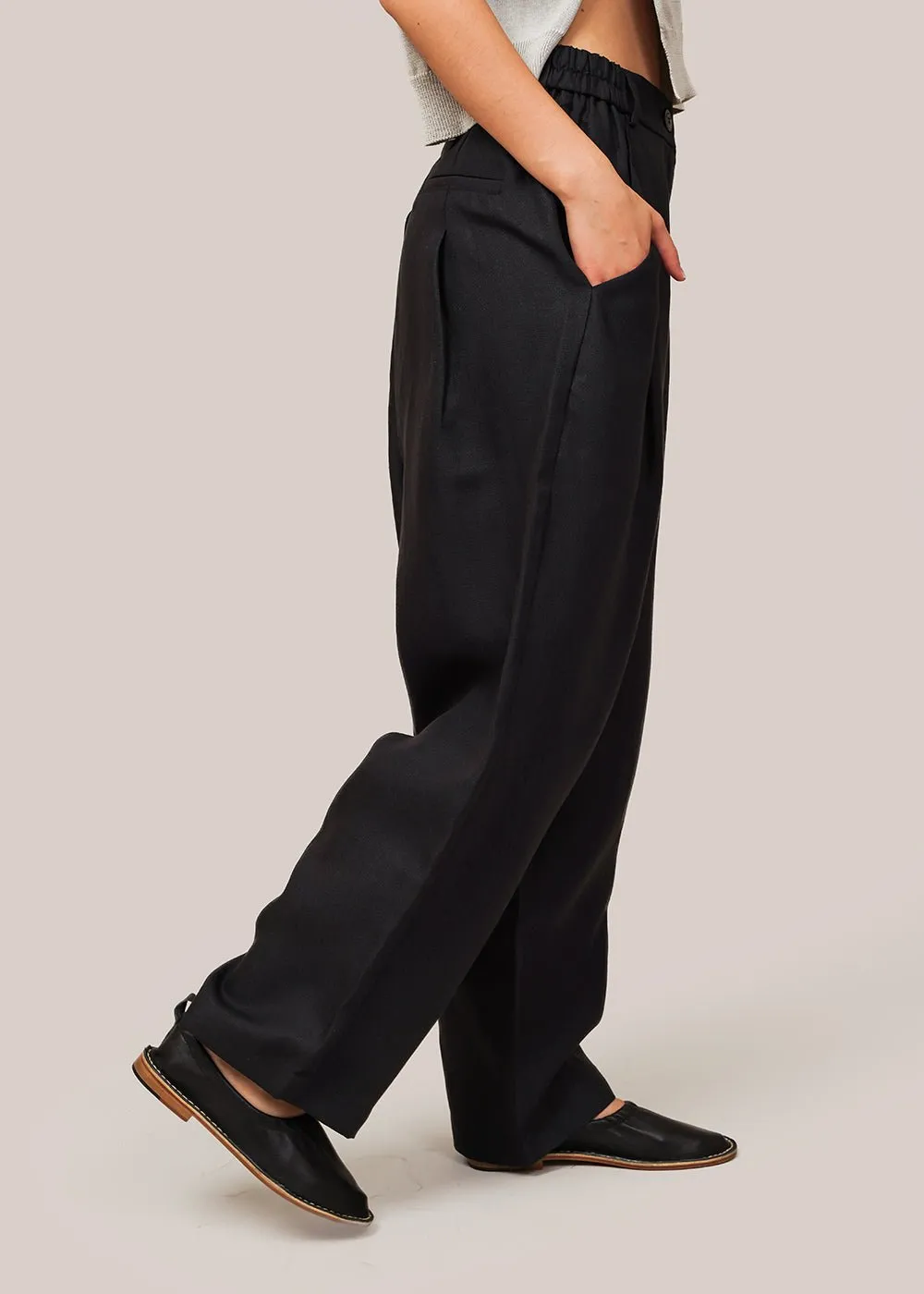 Black New Age Linen Pants