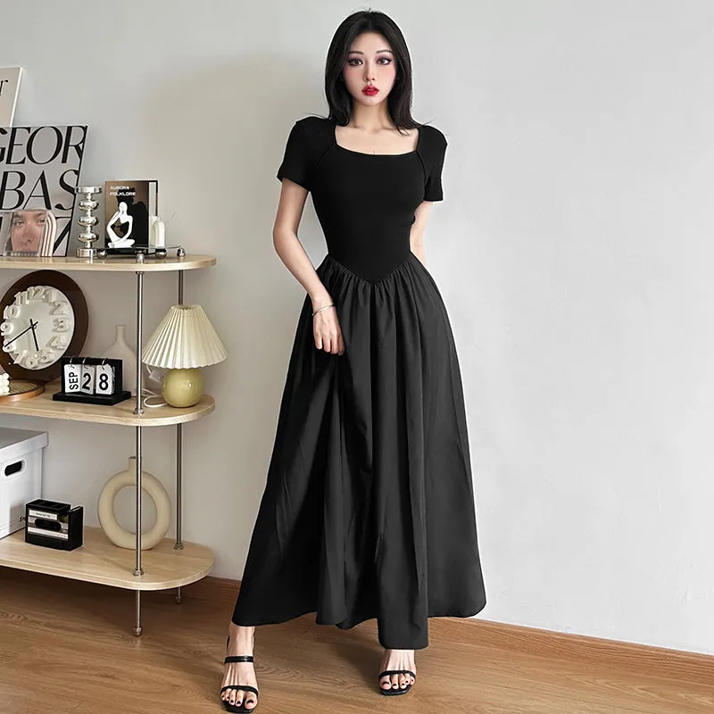 Black Slim Retro Long Dress