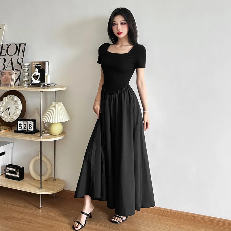 Black Slim Retro Long Dress