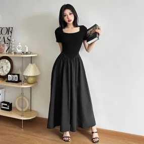 Black Slim Retro Long Dress