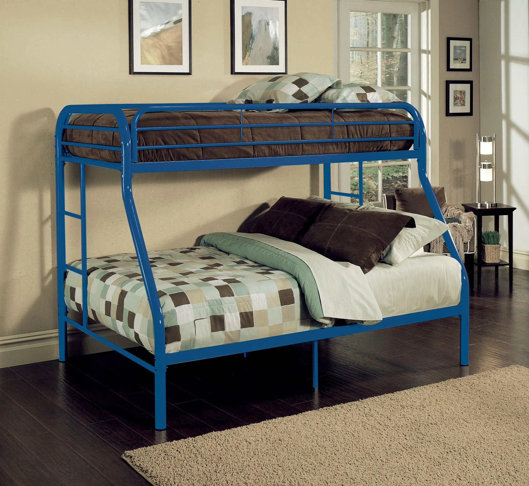 Black Twin Over Full Contemporary Metal Bunk Bed