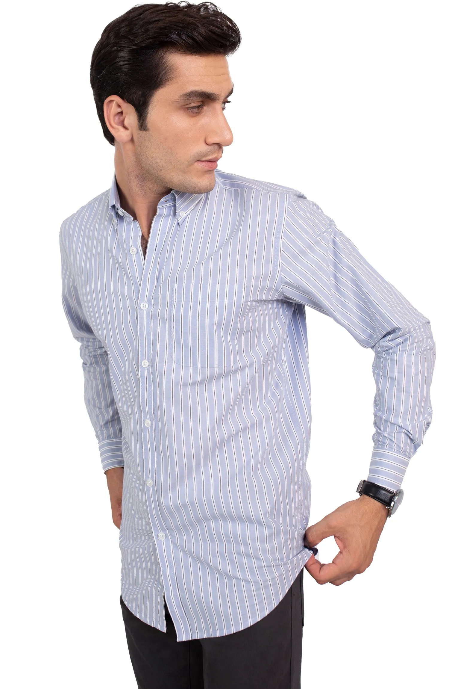 Blue Awning Pin Stripes Cotton Shirt